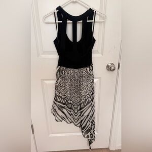 bebe Black and White Asymmetrical Dress